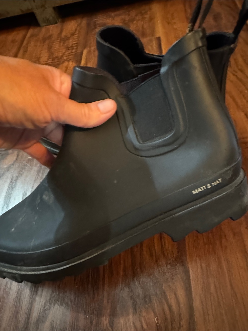 Matt & Nat Black Chelsea Rain Boot with Lug Sole